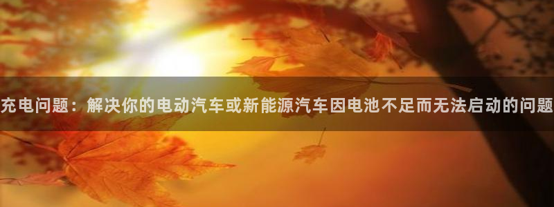 优发国际平台app下载安装：充电问题：解决你的电动汽车或新能源汽车因电池不足而无法启动的问题