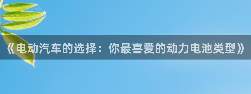 优发国际官网手机版下载安装：《电动汽车的选择：你最喜爱的动力电池类型》